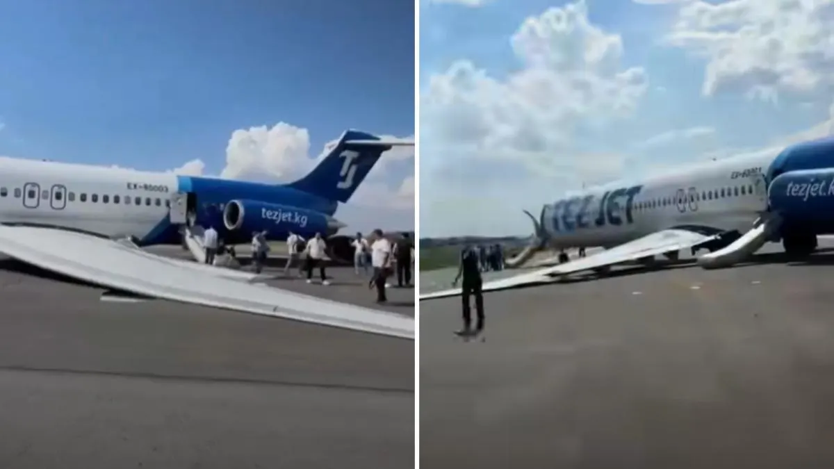TezJet MD-83 Grounded After Landing Gear Collapse in Bishkek