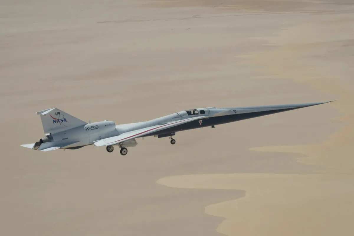 NASA X-59 Supersonic Flight Tests Near Mach 1 Milestone