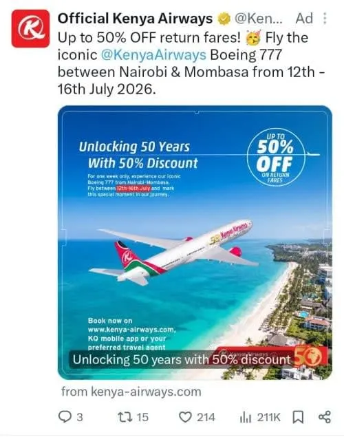 Kenya Airways Deploys 777-300ER on Nairobi-Mombasa Route