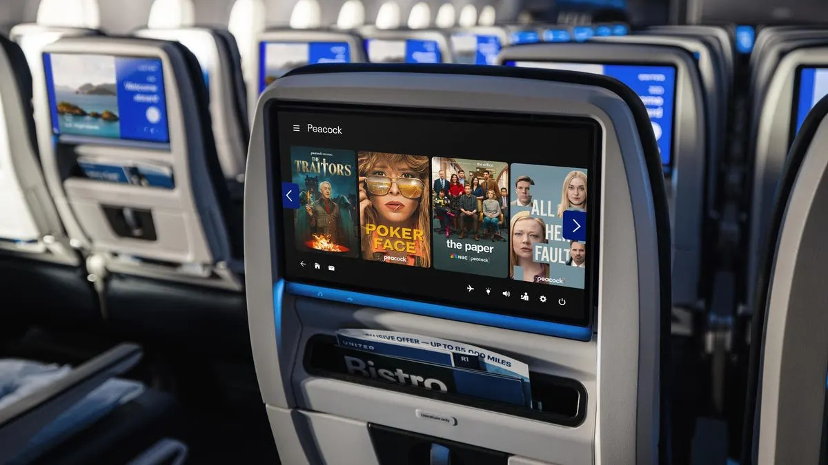 United Airlines Adds Peacock Streaming to In-Flight Entertainment Library