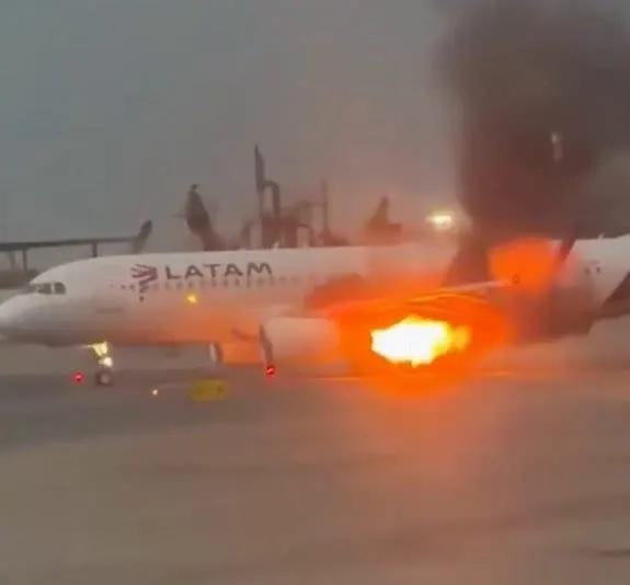 LATAM Airlines A320 Engine Fire During Takeoff in Peru