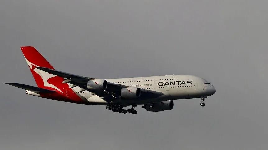 QF64 Grounded in Johannesburg Over Nose Gear