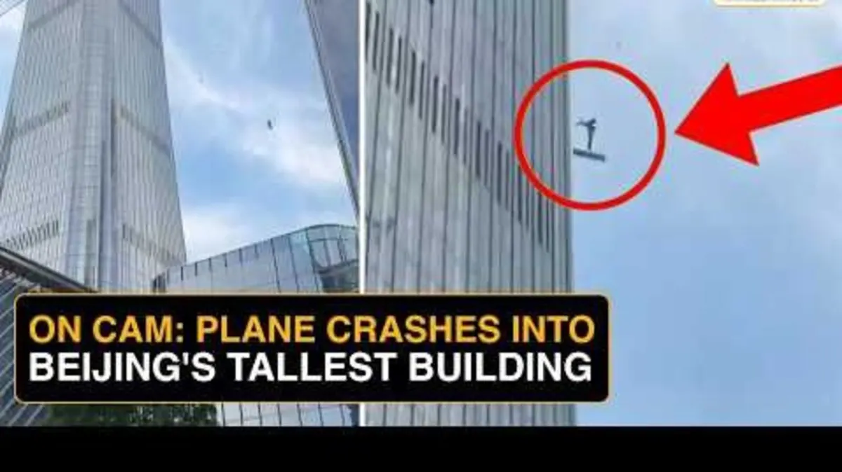 Sunward SA60L Crashes Into Beijing CITIC Tower