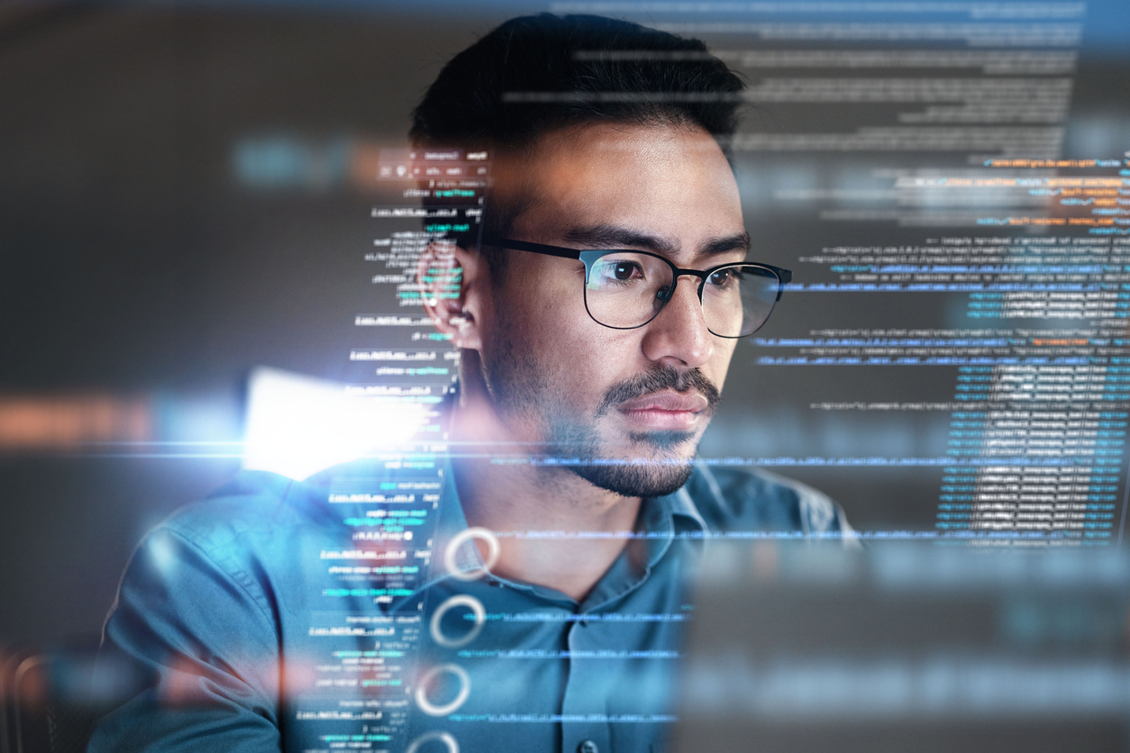 Technology professional working with data