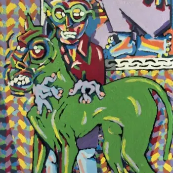 Enfant au chien vert