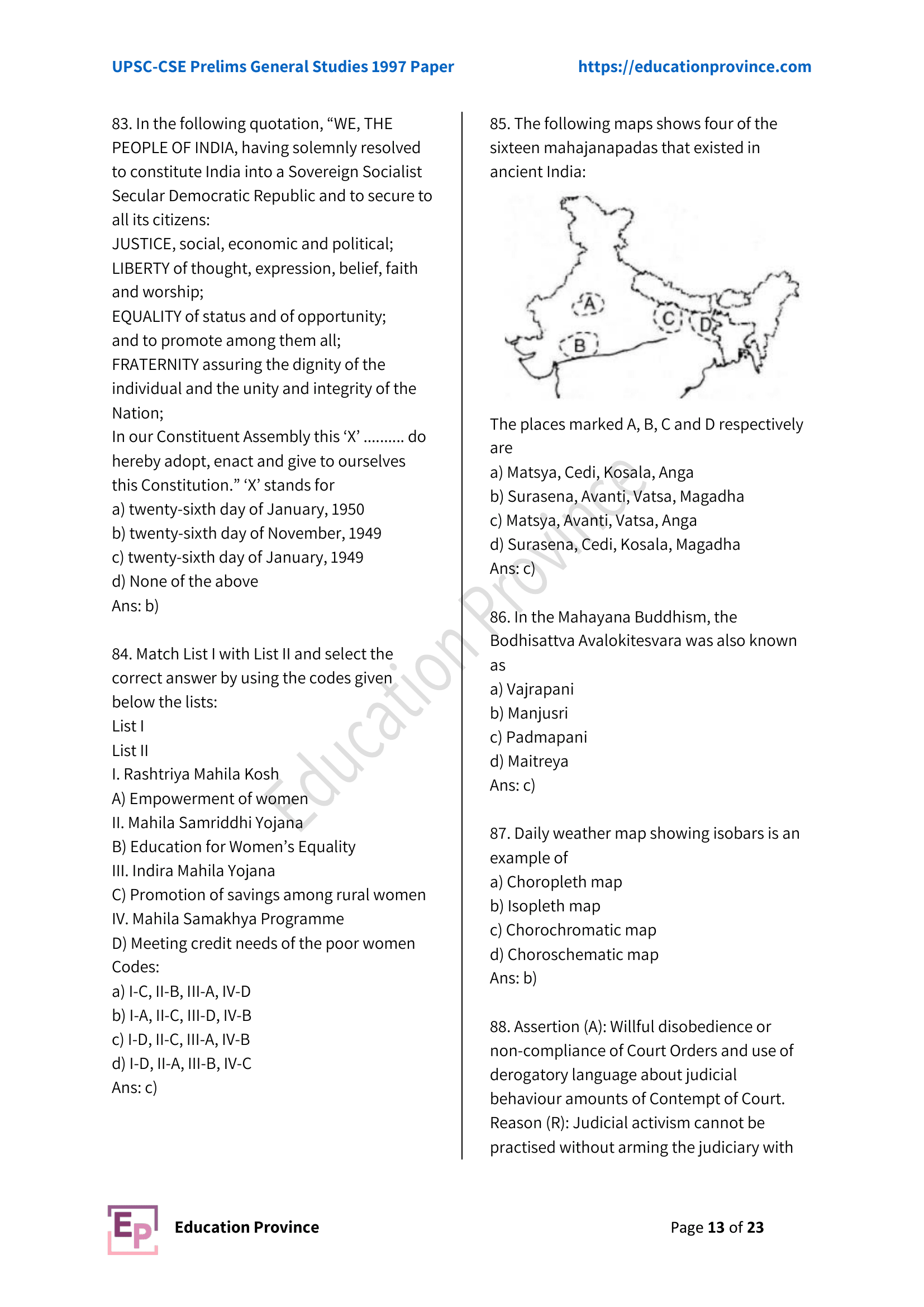 Diagram for Q85 (1997)