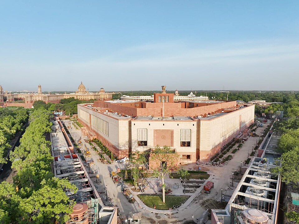 New Parliament House (Sansad Bhavan), New Delhi — the seat of India's Parliament, which under Article 79 comprises the President, Lok Sabha and Rajya Sabha.