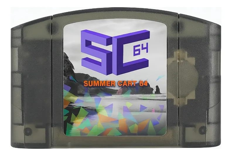 Cartucho Summer Cart Ed64 N64dd Aio en color negro transparente, compatible con Nintendo 64 y N64dd para juegos retro