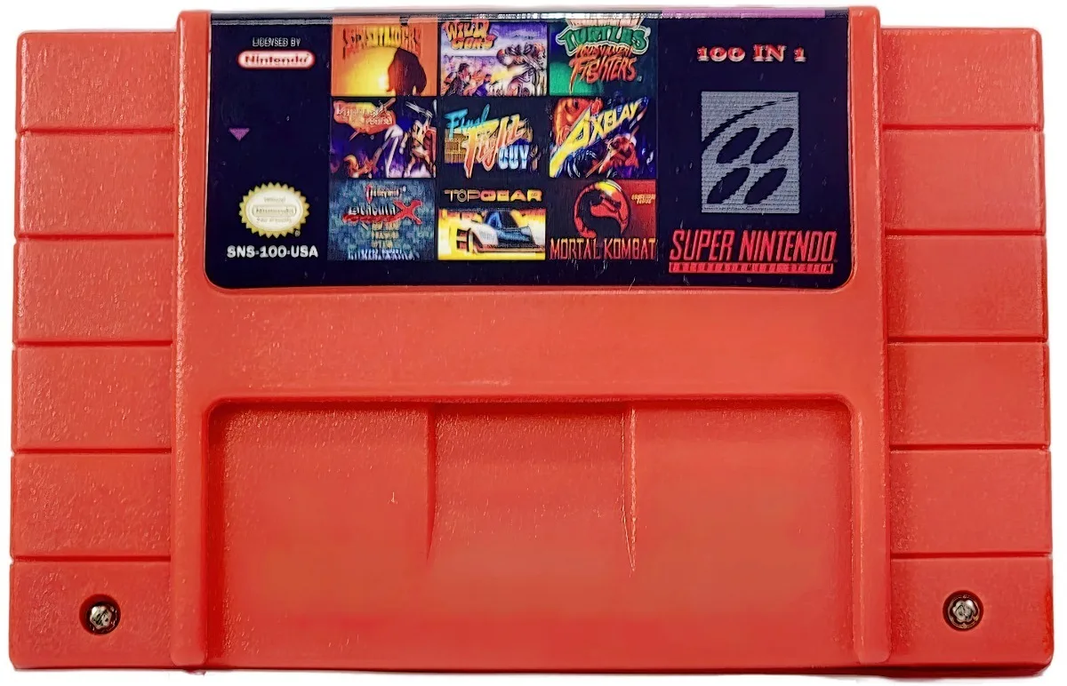 Cartucho multijuegos para Super Nintendo con 100 juegos clásicos en uno, colección completa lista para jugar en tu consola SNES