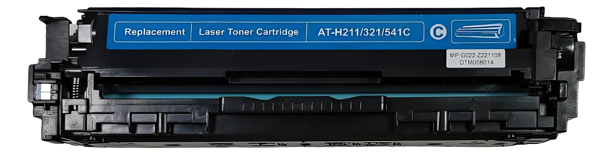 Cartucho de toner compatible color cian para impresoras que usan los modelos AT211, 321 y 541C, ideal para documentos y gráficos profesionales.