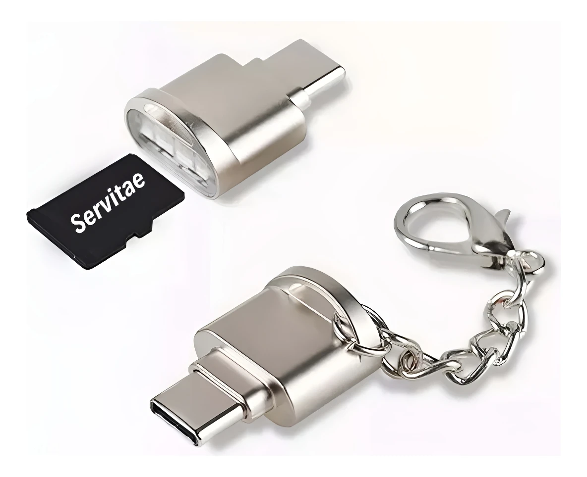 Adaptador microSD a USB-C OTG marca Servitae para leer tarjetas de memoria en celular, tablet o computadora portátil