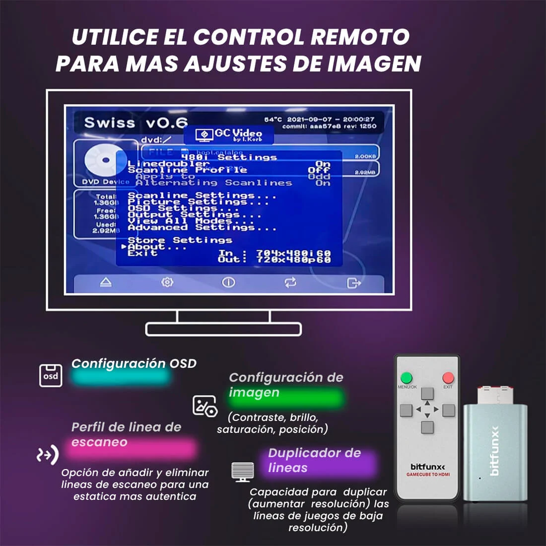 Adaptador GC2HDMI Hdmi Bitfunx Nintendo Gamecube - Image 8