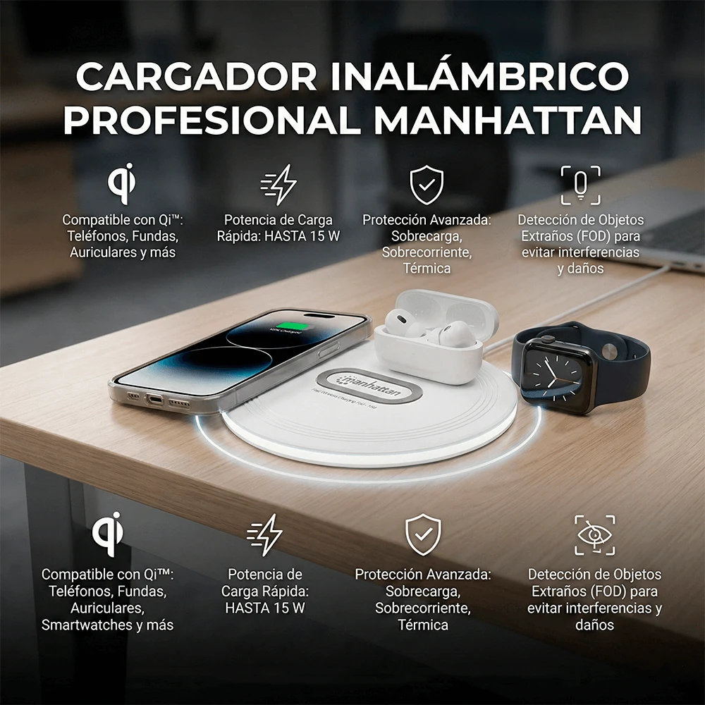 Base De Carga Inalámbrica Manhattan Qi 15 W - Image 5