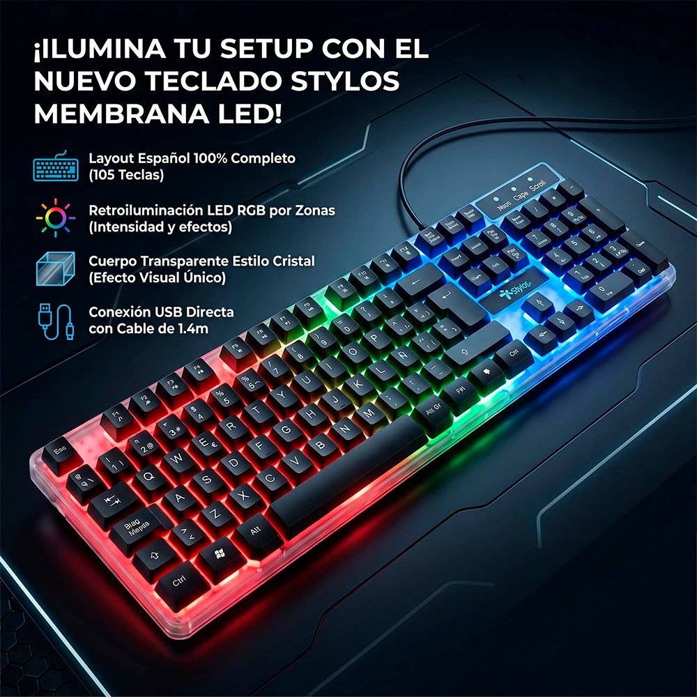 Stylos Teclado Alambrico Stylos Membrana Led - Image 4