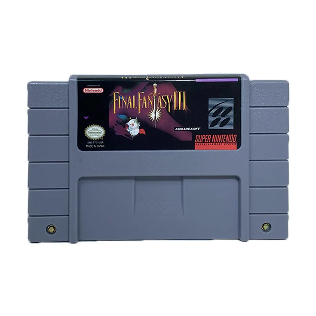 Cartucho de Final Fantasy III 3 para Super Nintendo SNES, edición clásica de rol japonés con historia épica y gráficos en 16 bits
