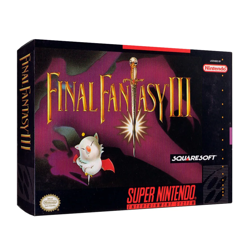 Videojuego Final Fantasy III 3 para Super Nintendo en su caja original, edición completa CIB, nuevo y sellado