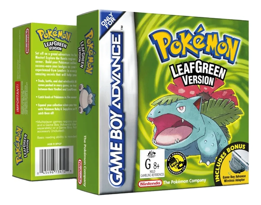 Pokémon Leaf Green para Game Boy Advance, juego físico original en su caja con funda protectora de plástico, listo para coleccionar y jugar