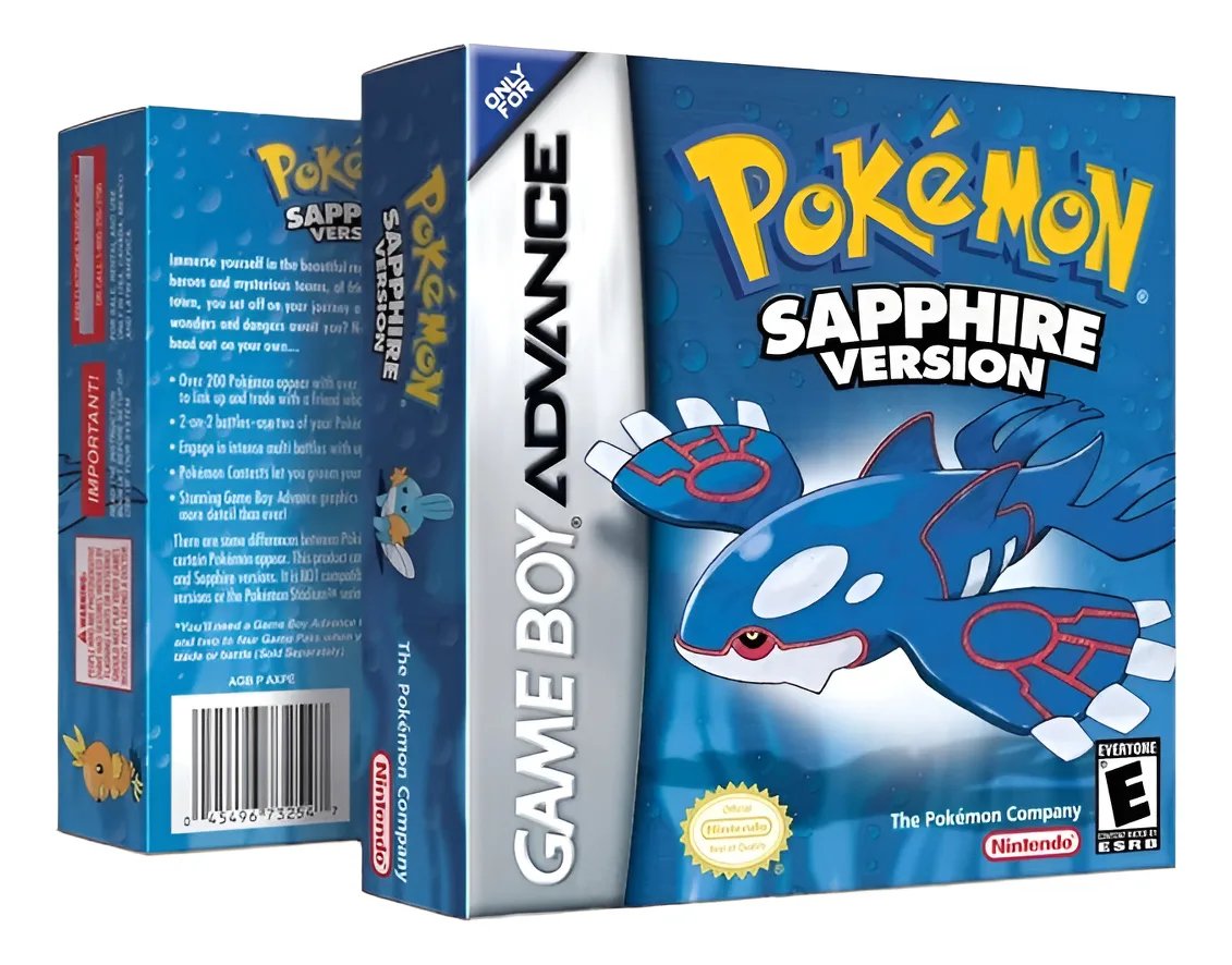 Pokémon Sapphire edición de zafiro para Game Boy Advance, juego físico original en su caja con funda protectora de acrílico