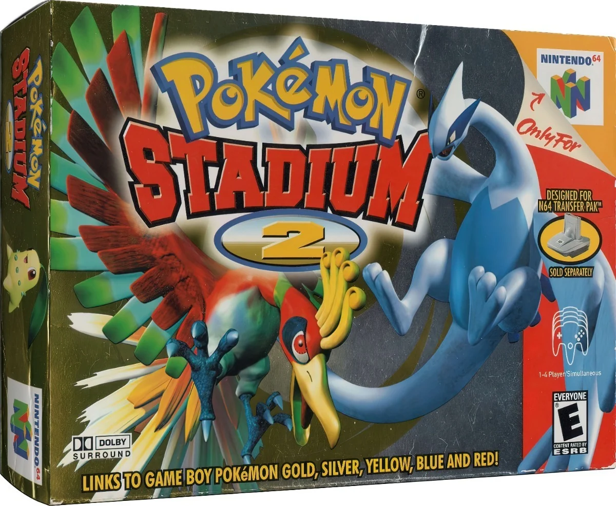 Pokémon Stadium 2 para Nintendo 64 en formato físico, edición completa con caja original y manual de instrucciones, juego de batalla y torneo Pokémon