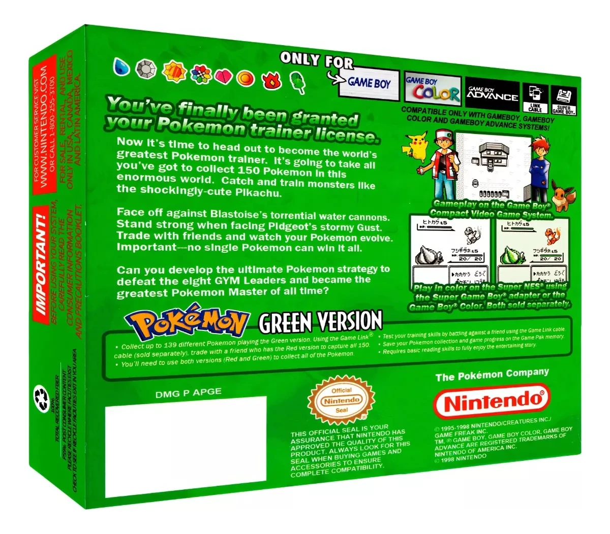Pokémon Green Versión Game Boy Nuevo En Caja Con Acrílico - Image 3