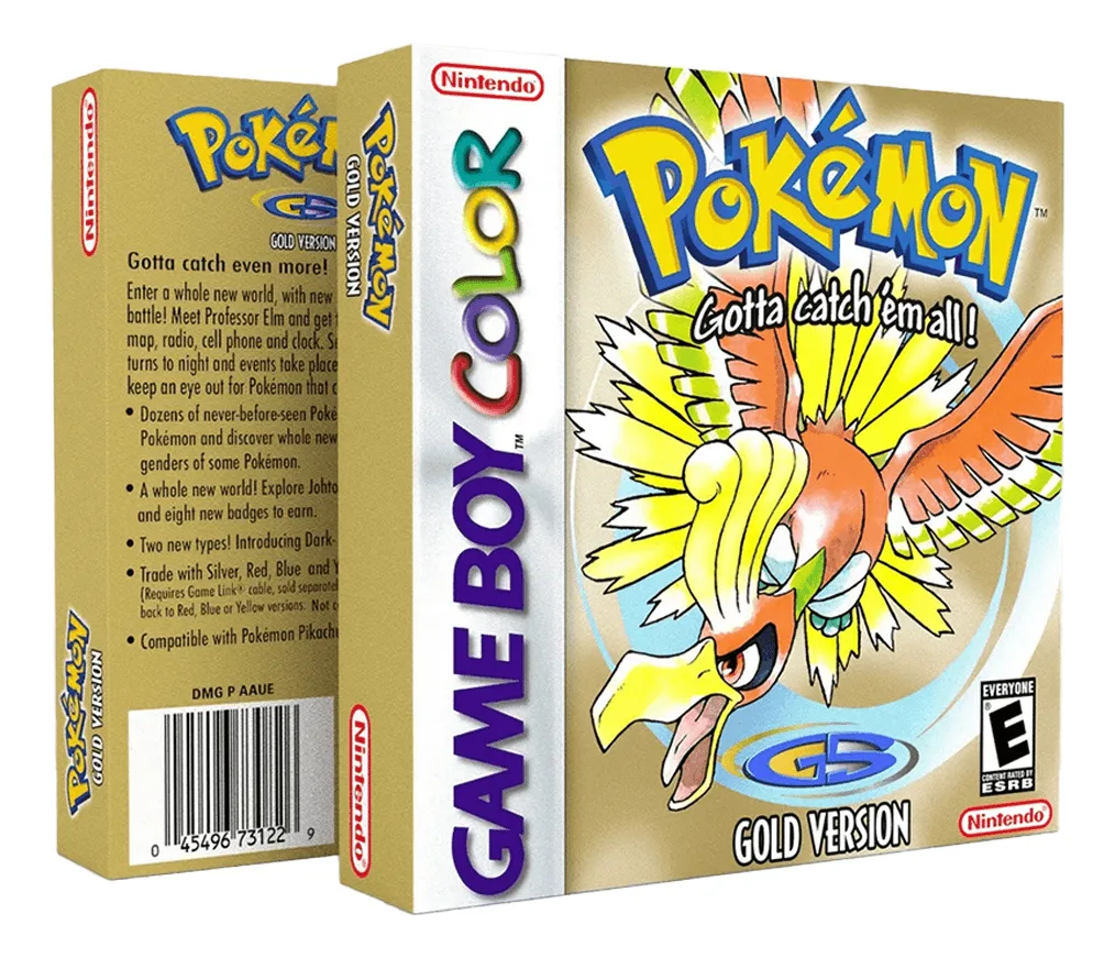 Cartucho original de Pokémon Gold para Game Boy Color, edición nueva y sellada en su caja original con protector acrílico incluido para coleccionistas