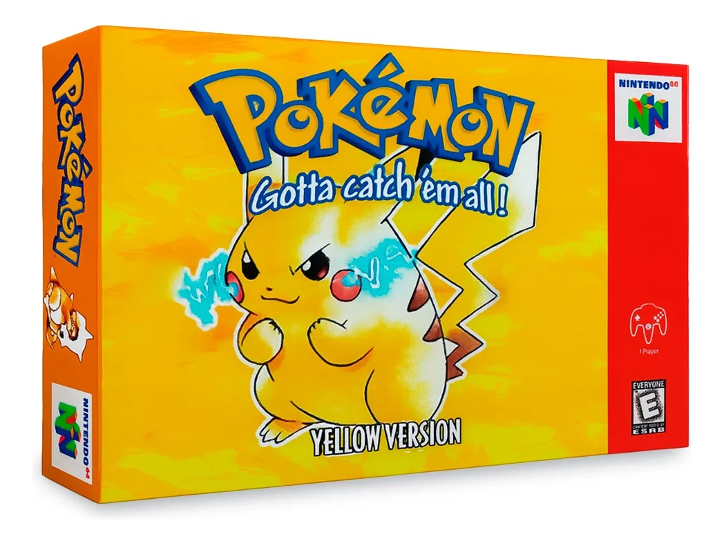 Pokémon Yellow Version para Nintendo 64, juego clásico de aventuras y combates Pokémon listo para jugar en la consola de Nintendo