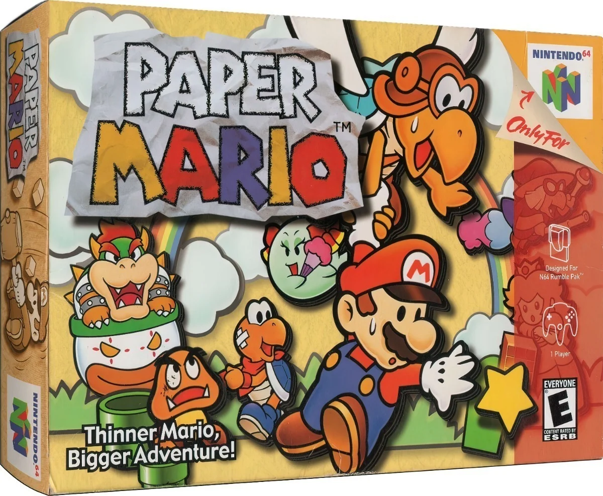 Videojuego Paper Mario físico en caja original con manual de instrucciones para consola Nintendo 64