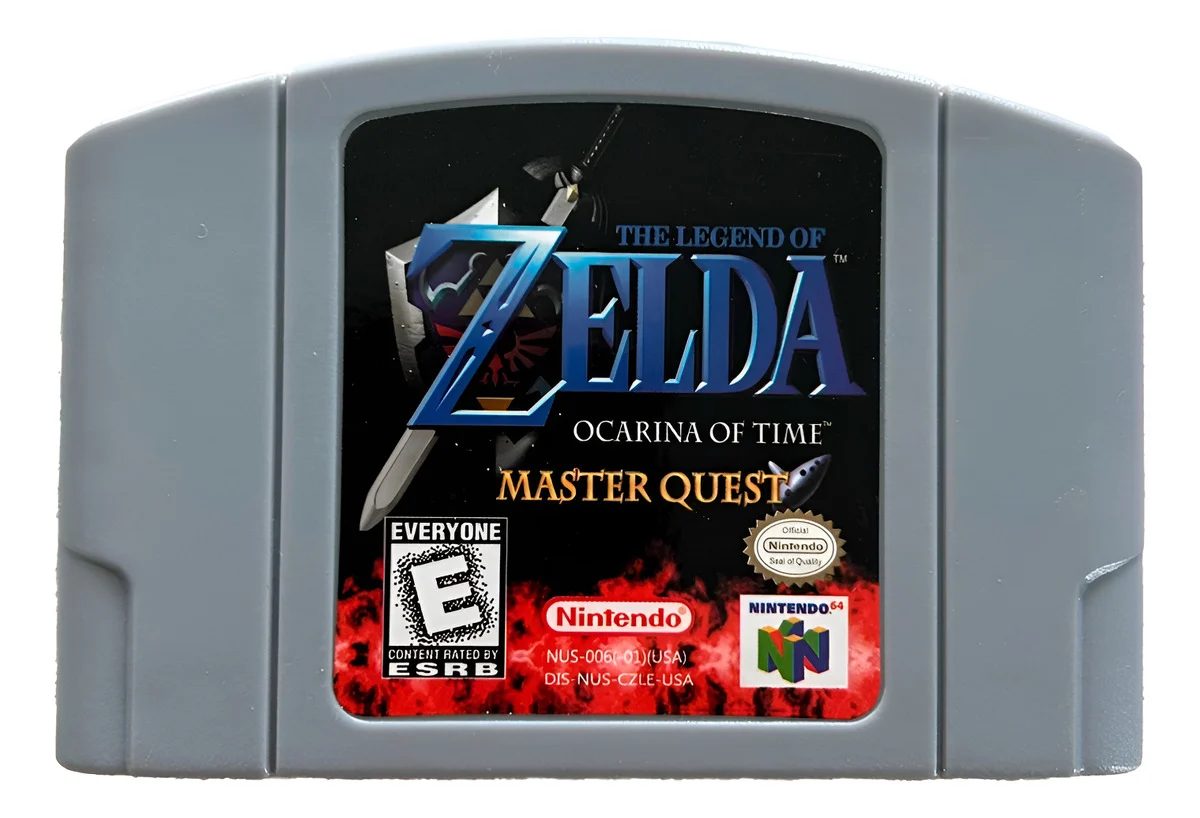 Portada del juego The Legend of Zelda Ocarina of Time Master Quest para Nintendo 64, edición especial con mazmorras rediseñadas