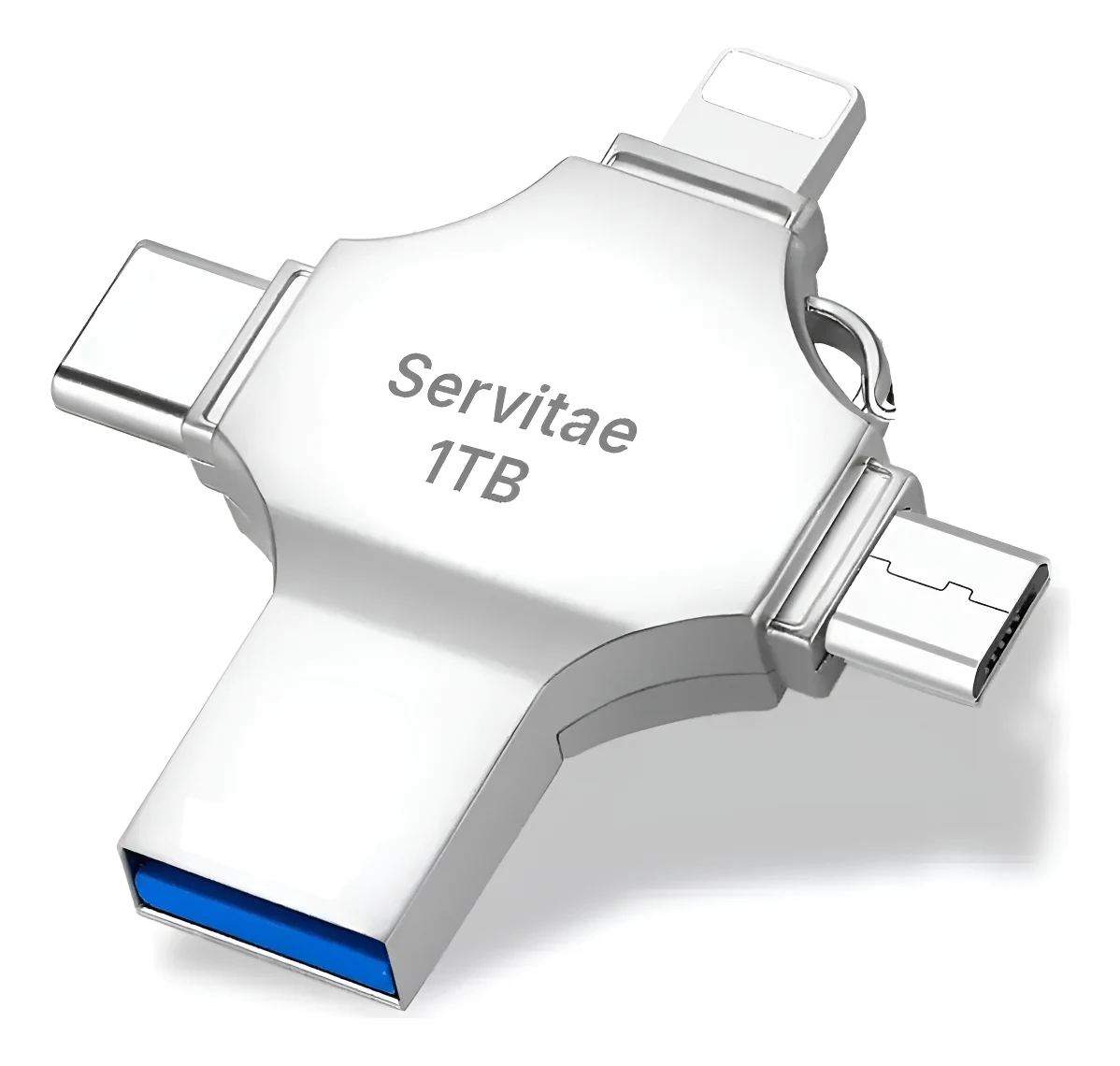 Memoria OTG 4 en 1 con USB-C y Lightning, compatible con iPhone, Android, iPad y PC, capacidad de 1TB para transferir y respaldar archivos
