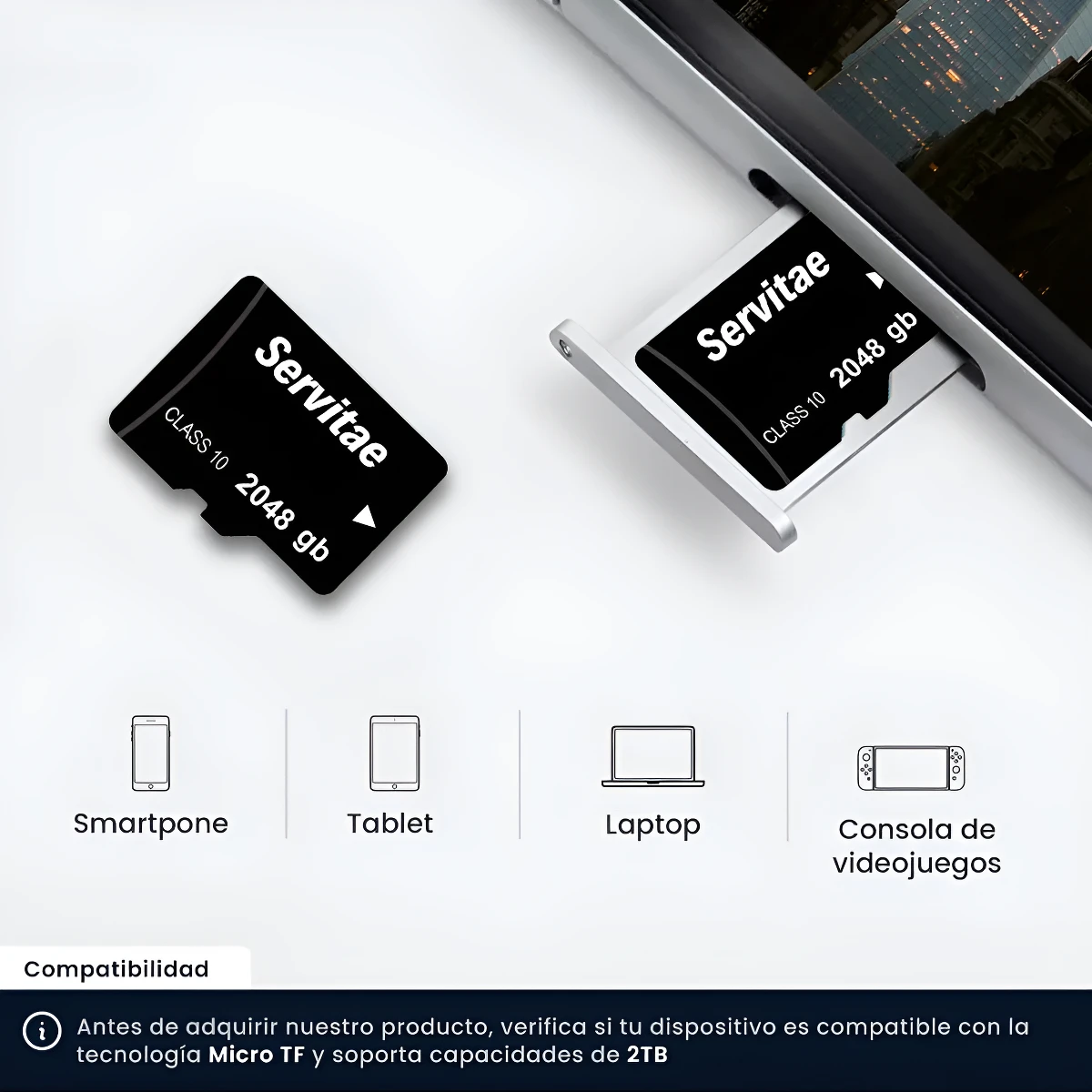 Memoria Micro Tf 2tb Servitae 2 Tera Con Adaptador Servitae - Image 2