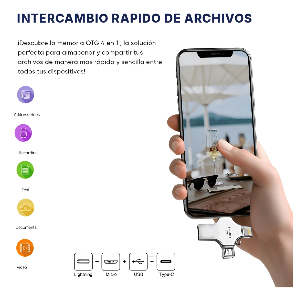 Memoria Otg 4 En 1 iPhone Android iPad Pc Usb-c Lighting 2tb - Image 5