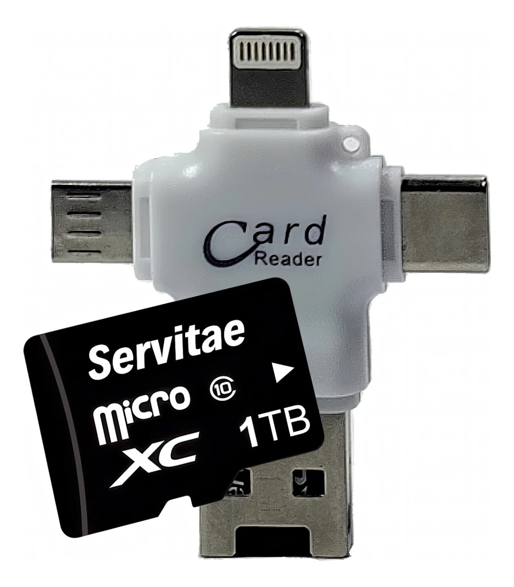 Memoria externa 1TB con conectores Lightning, USB-C, MicroUSB y USB-A OTG, compatible con iPhone, Android y PC para transferencia de datos
