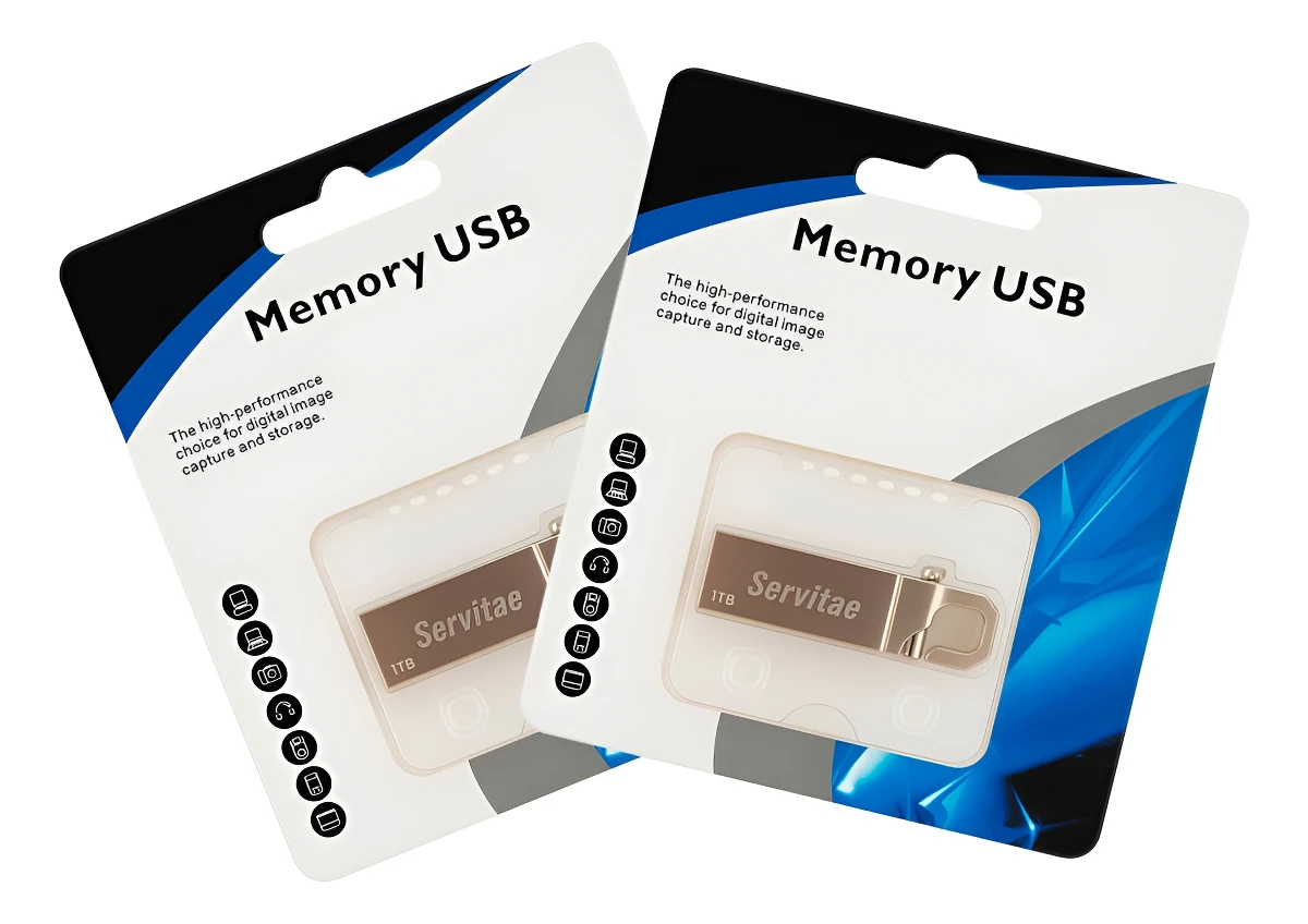 Memoria USB de 1TB con llavero metálico, ideal para transportar y respaldar archivos personales o de trabajo de forma segura