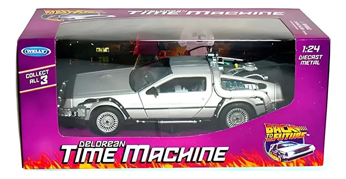 Welly 1:24 DeLorean DMC-12 Volver al Futuro, auto de colección a escala con detalles realistas, ideal para fans y coleccionistas