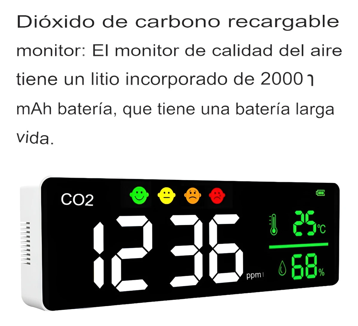 Medidor Detector Co2 Dióxido De Carbono De Pared Grande Hume - Image 3
