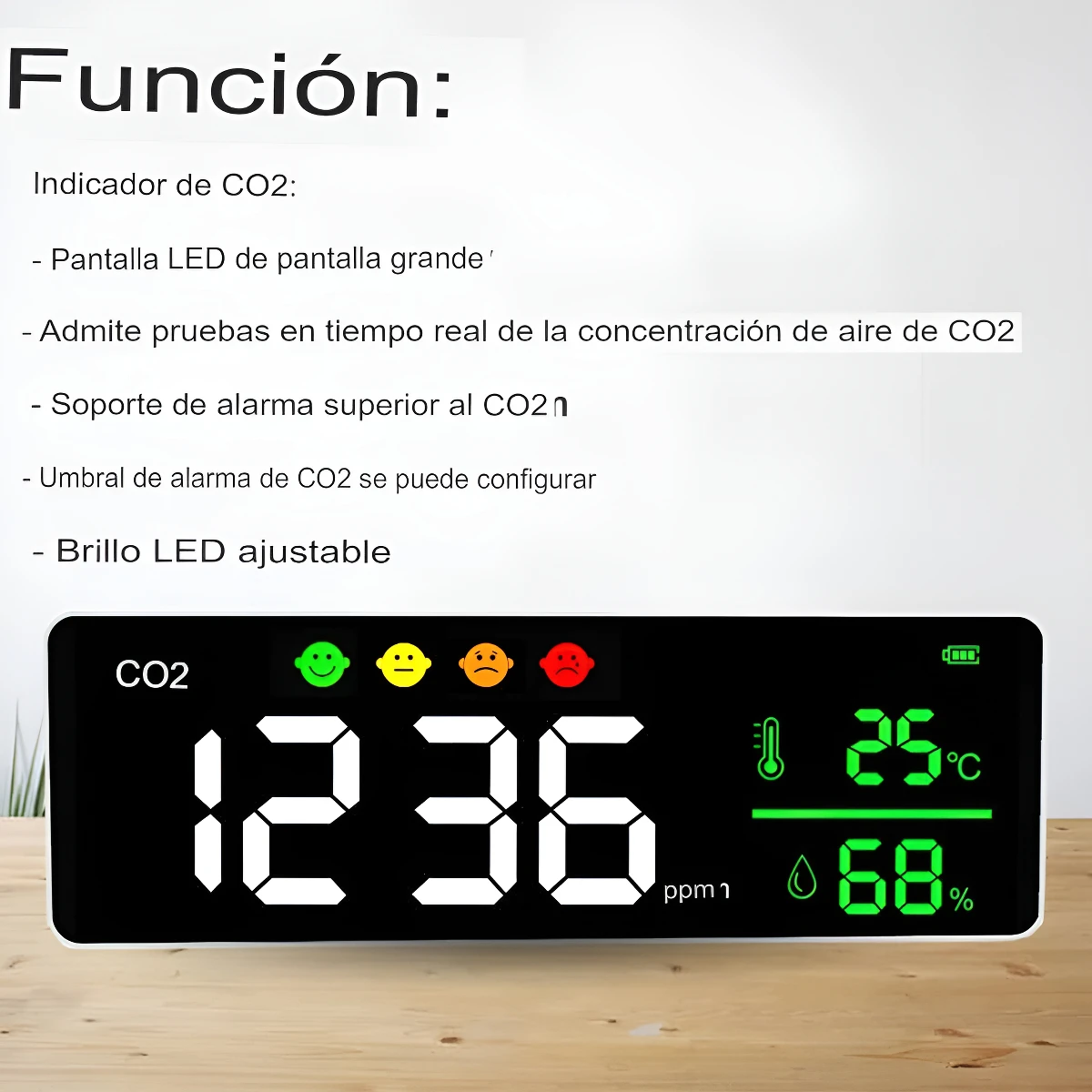Medidor Detector Co2 Dióxido De Carbono De Pared Grande Hume - Image 4