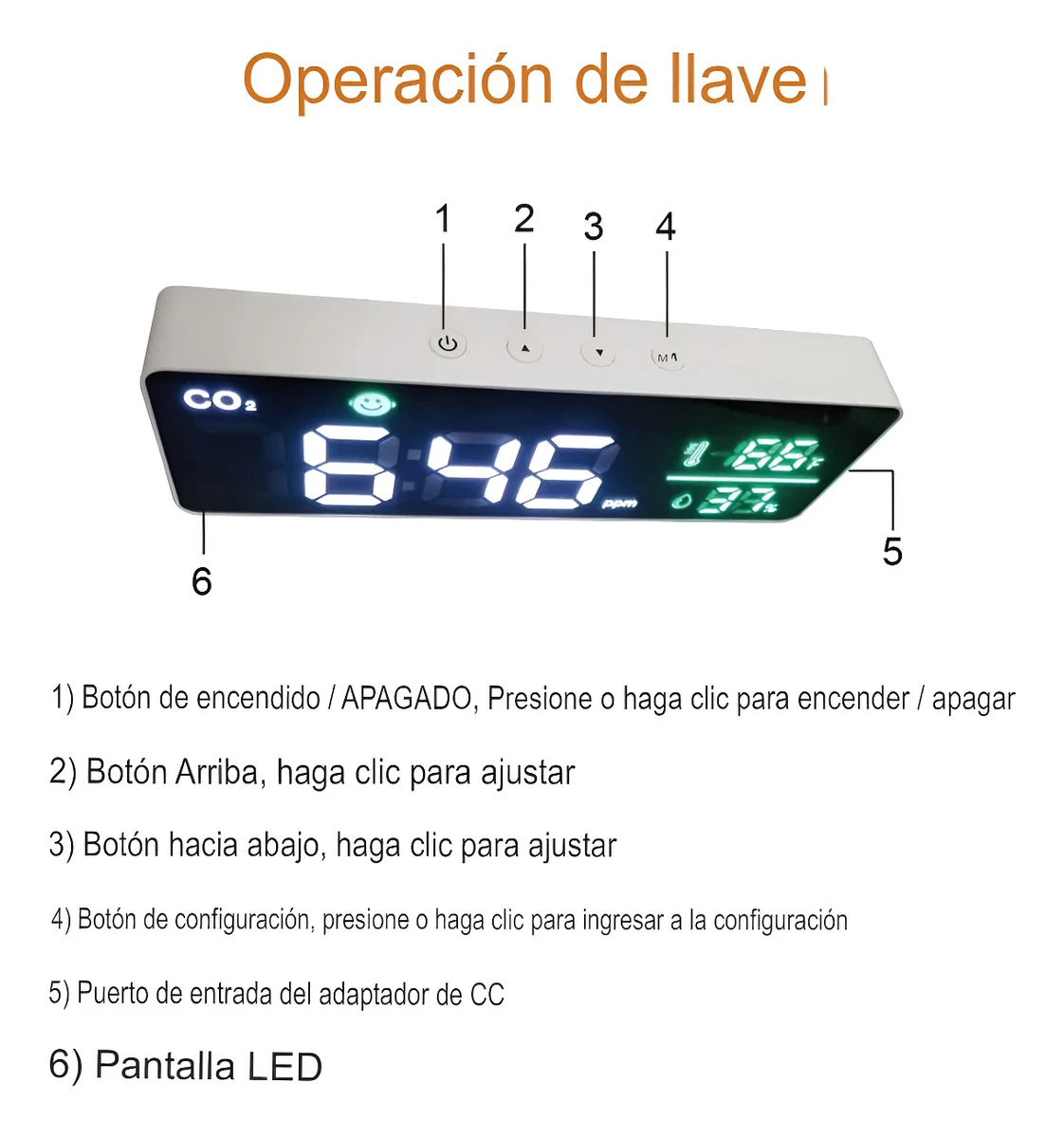 Medidor Detector Co2 Dióxido De Carbono De Pared Grande Hume - Image 6