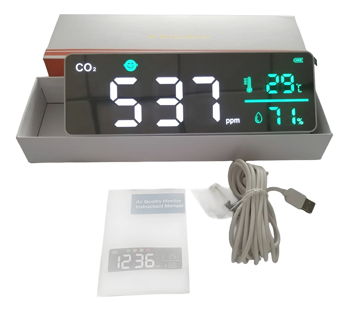 Medidor Detector Co2 Dióxido De Carbono De Pared Grande Hume - Image 8