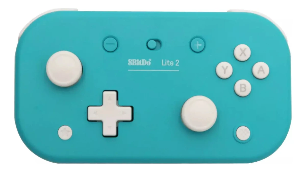 Control inalámbrico 8bitdo Lite 2 color turquesa con conexión Bluetooth, ideal para jugar en Nintendo Switch de forma cómoda y portátil
