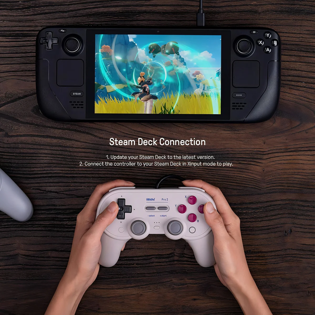 8bitdo Pro 2 Wired Controller For Switch Windows Steam Deck & Raspberry Pi Gray Edition - Image 8