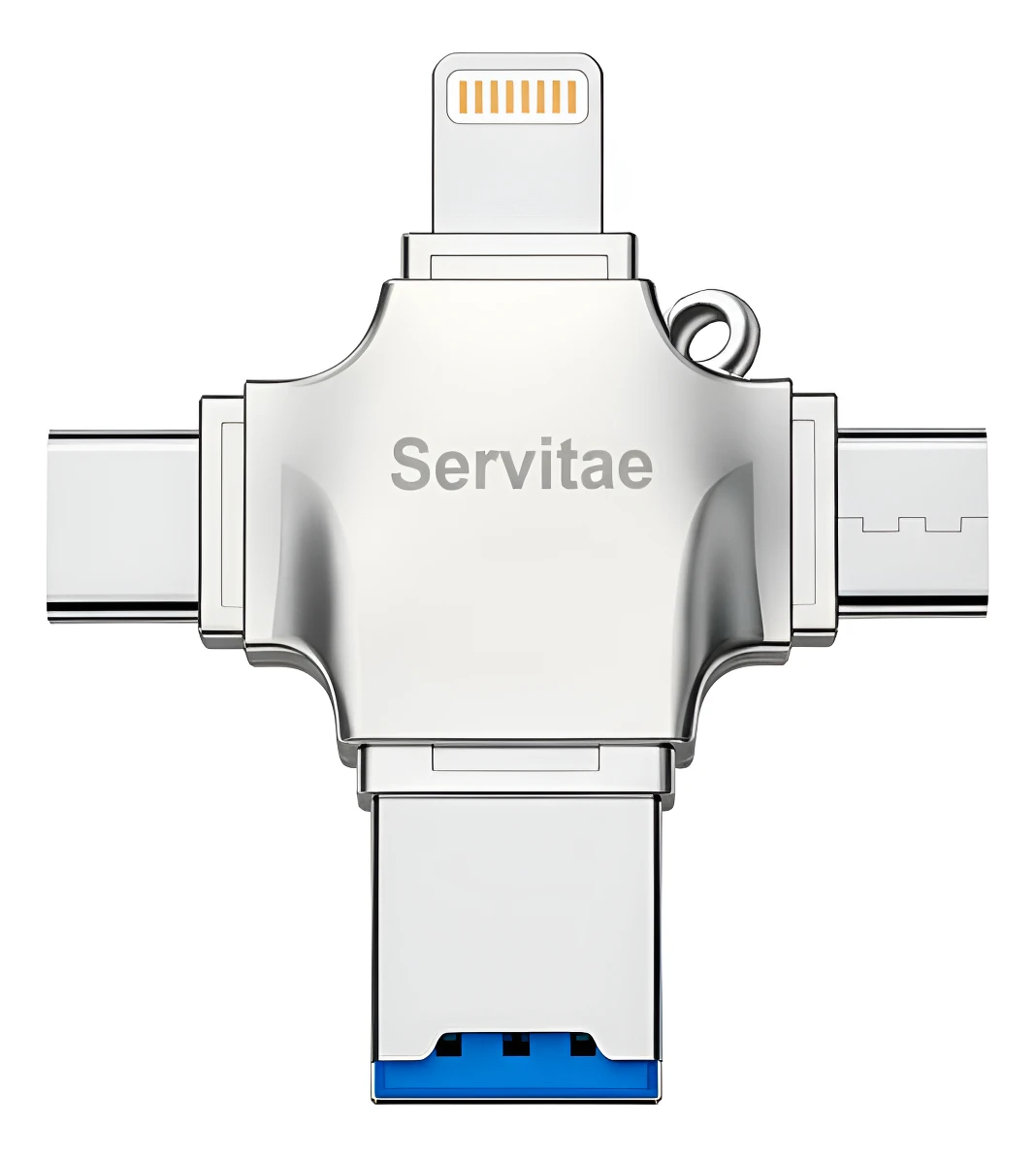 Lector OTG 4en1 Servitae USB 3.0 C Lightning MicroUSB MicroSD para transferir datos entre celular, tablet y computadora