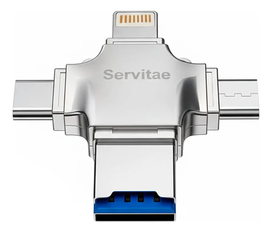 Servitae Lector OTG 4en1 USB3.0 C Lightning MicroUSB MicroSD - Image 2