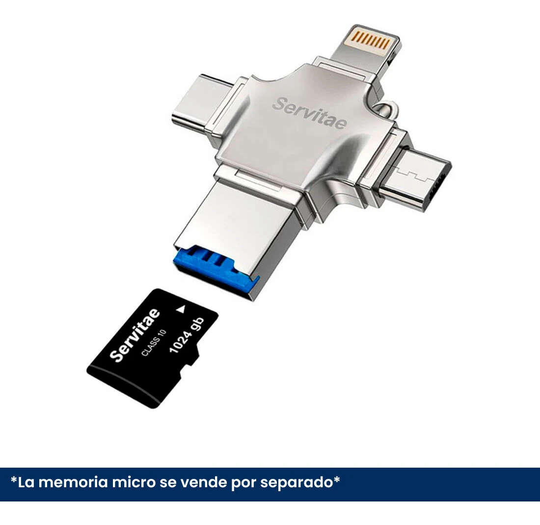Servitae Lector OTG 4en1 USB3.0 C Lightning MicroUSB MicroSD - Image 3