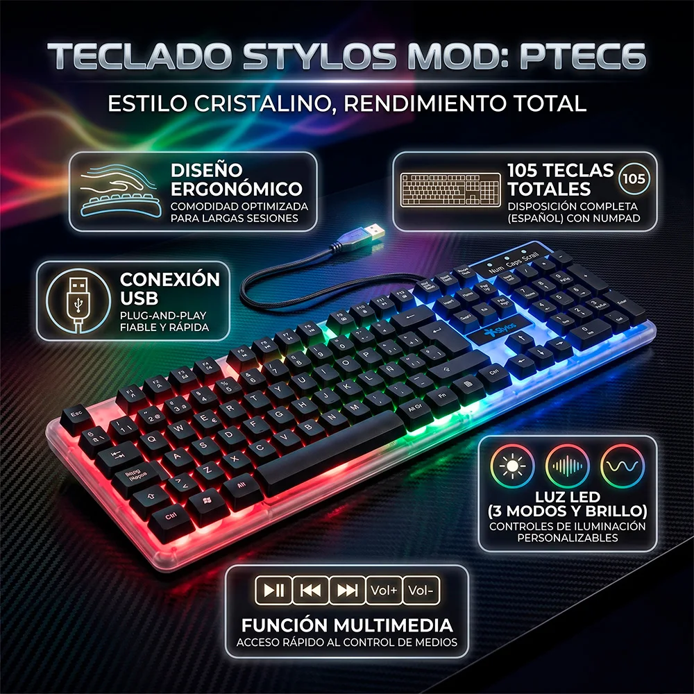 Stylos Teclado Alambrico Stylos Membrana Led - Image 3