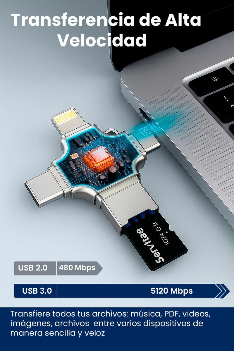 Memoria 1tb Lightning Android Pc Usb-c Ios Microusb 1 Tera - imagen 4