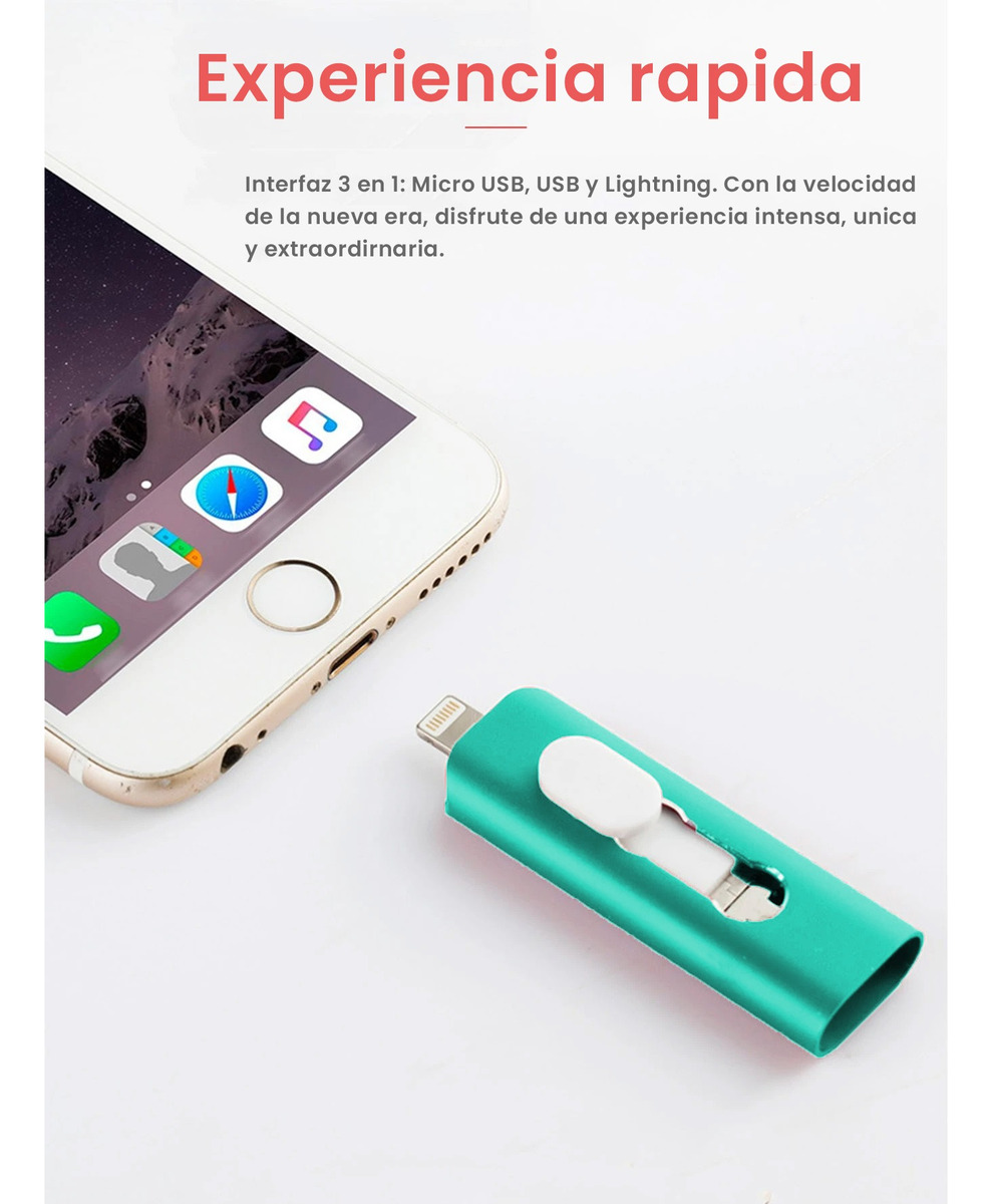 Memoria Usb 3 En 1 Usb Lightning, Android, Pc 1 Tera 1tb - imagen 4