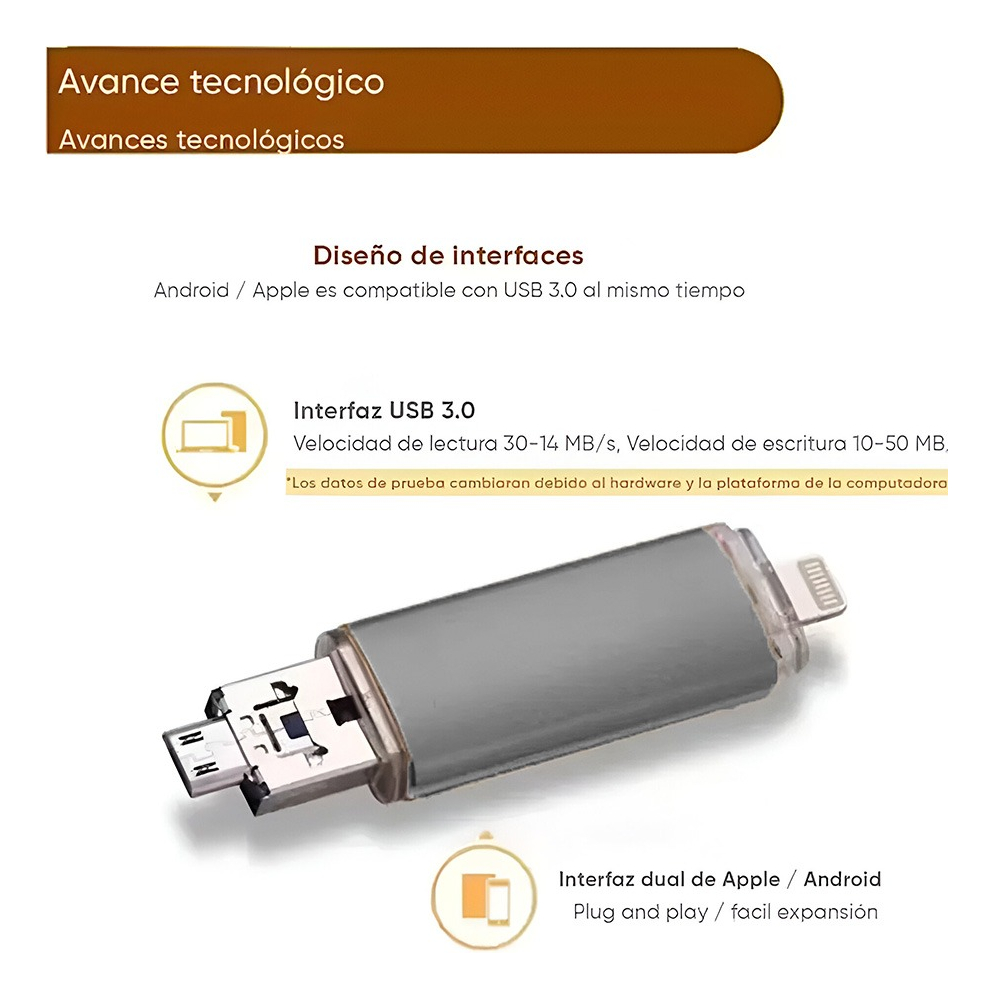 Memoria Usb Clasica Lightning Microusb Usb Pc 1tb 1024gb - imagen 4