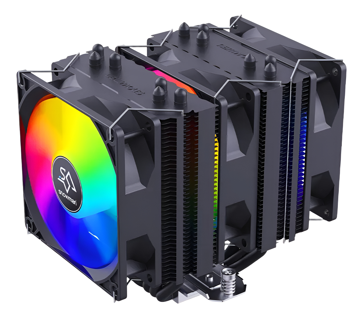 Disipador Servitae-Snowman MX6-V3-C3 con tres ventiladores ARGB de 92mm, 4 heatpipes de cobre y base de aluminio para enfriamiento de CPU Intel y AMD