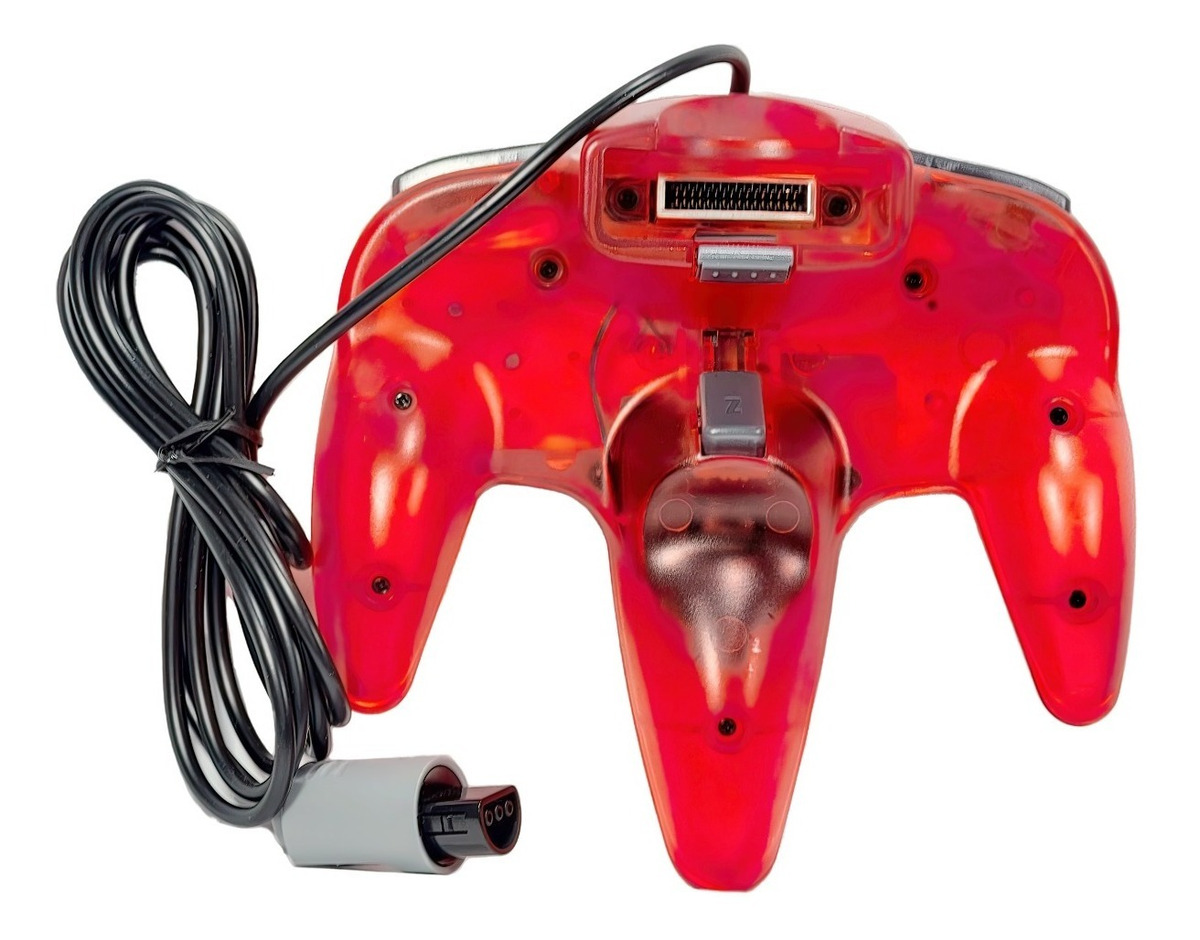 Control joystick rojo para Nintendo 64 de Servitae con diseño clásico, joystick central y botones de acción, compatible con consola N64