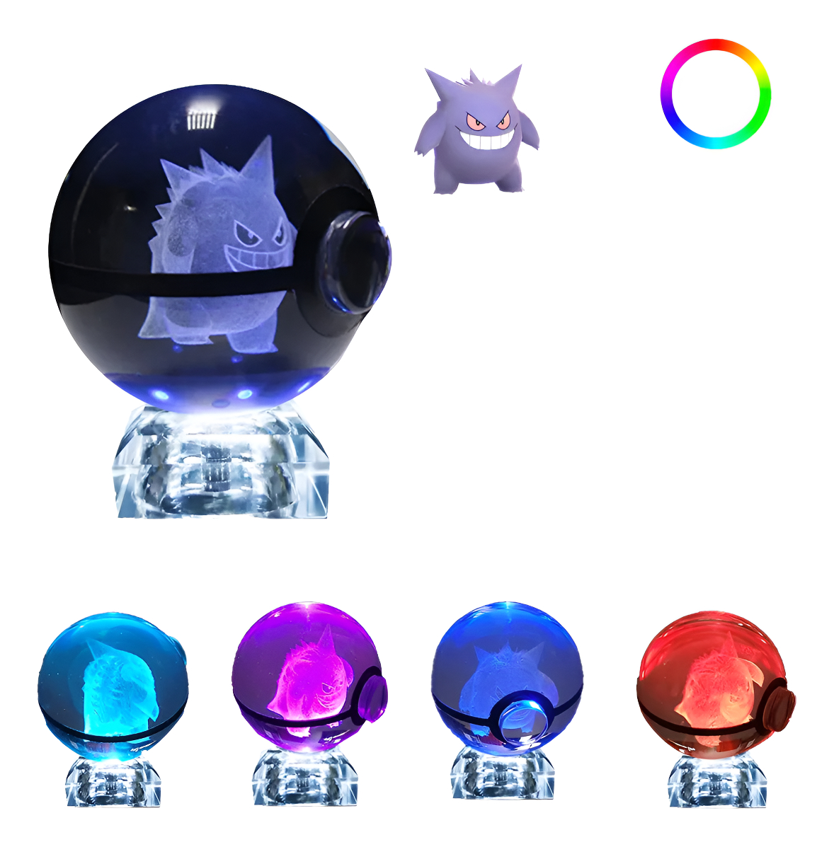 DEL Pokebola De Cristal 3d Pokemon Cristal Varios Modelos Luz - imagen 5